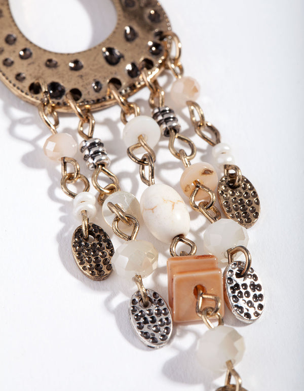 Gold Cascading Bead Drop Earrings