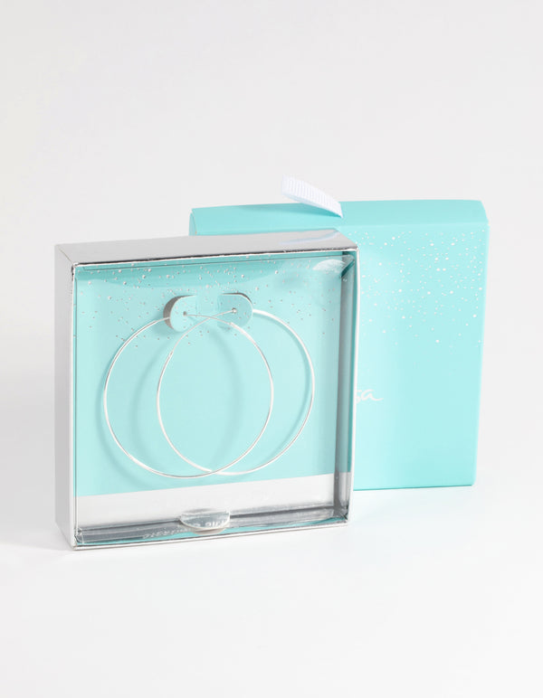 Sterling Silver 50mm Plain Hoop Earrings