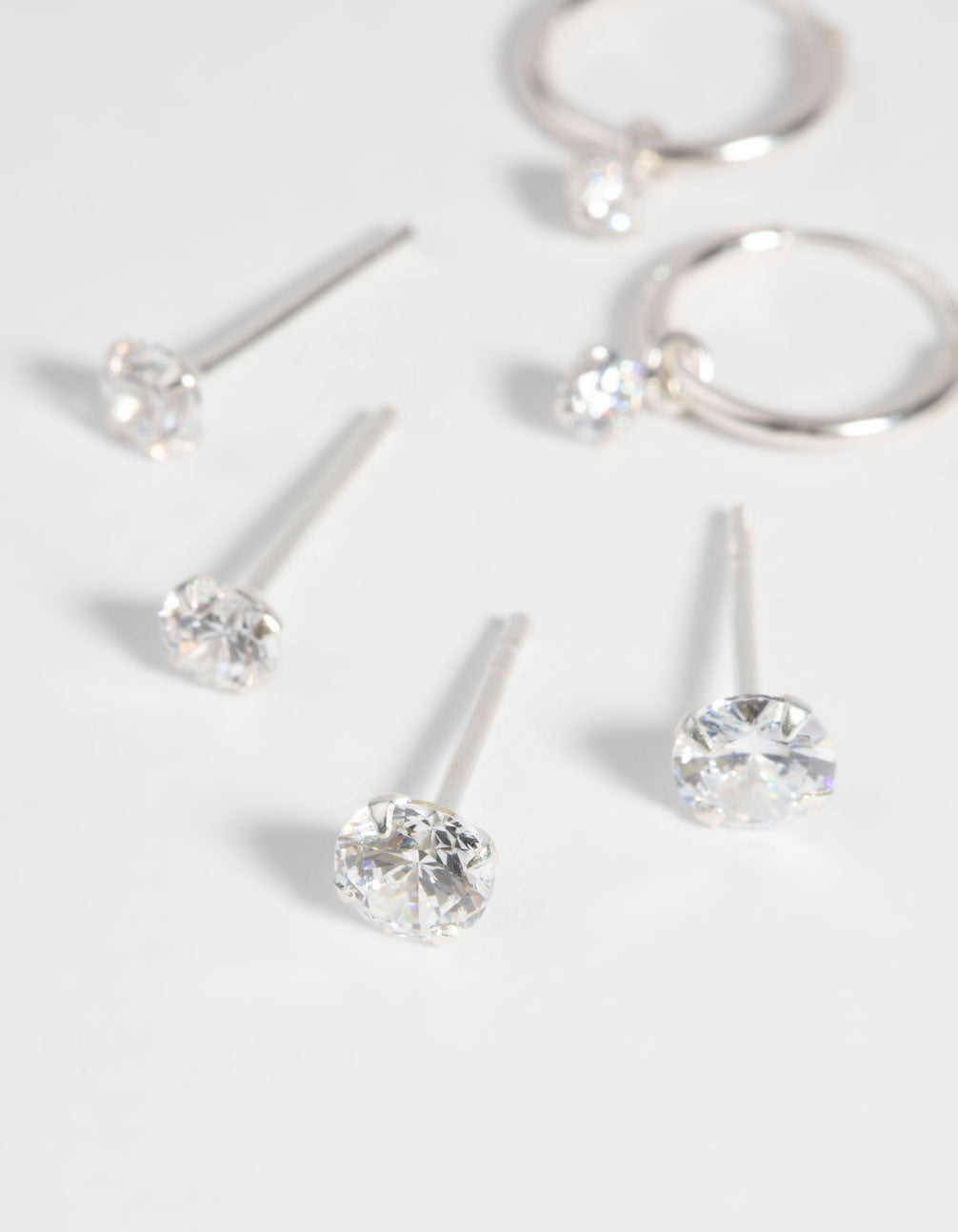 Sterling Silver Cubic Zirconia Stud & Hoop Earring Pack