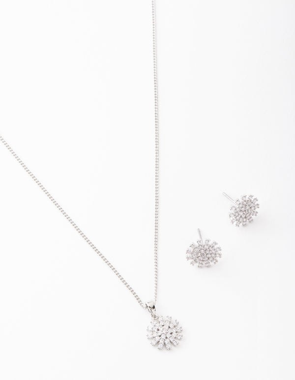 Flower Diamante Necklace & Earring Set