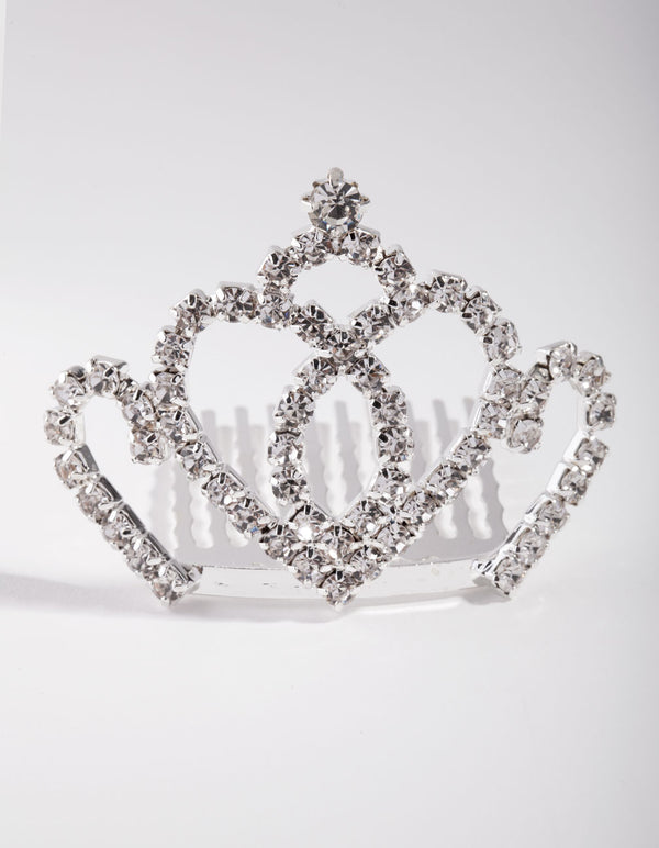 Kids Silver Diamante Swirl Crown