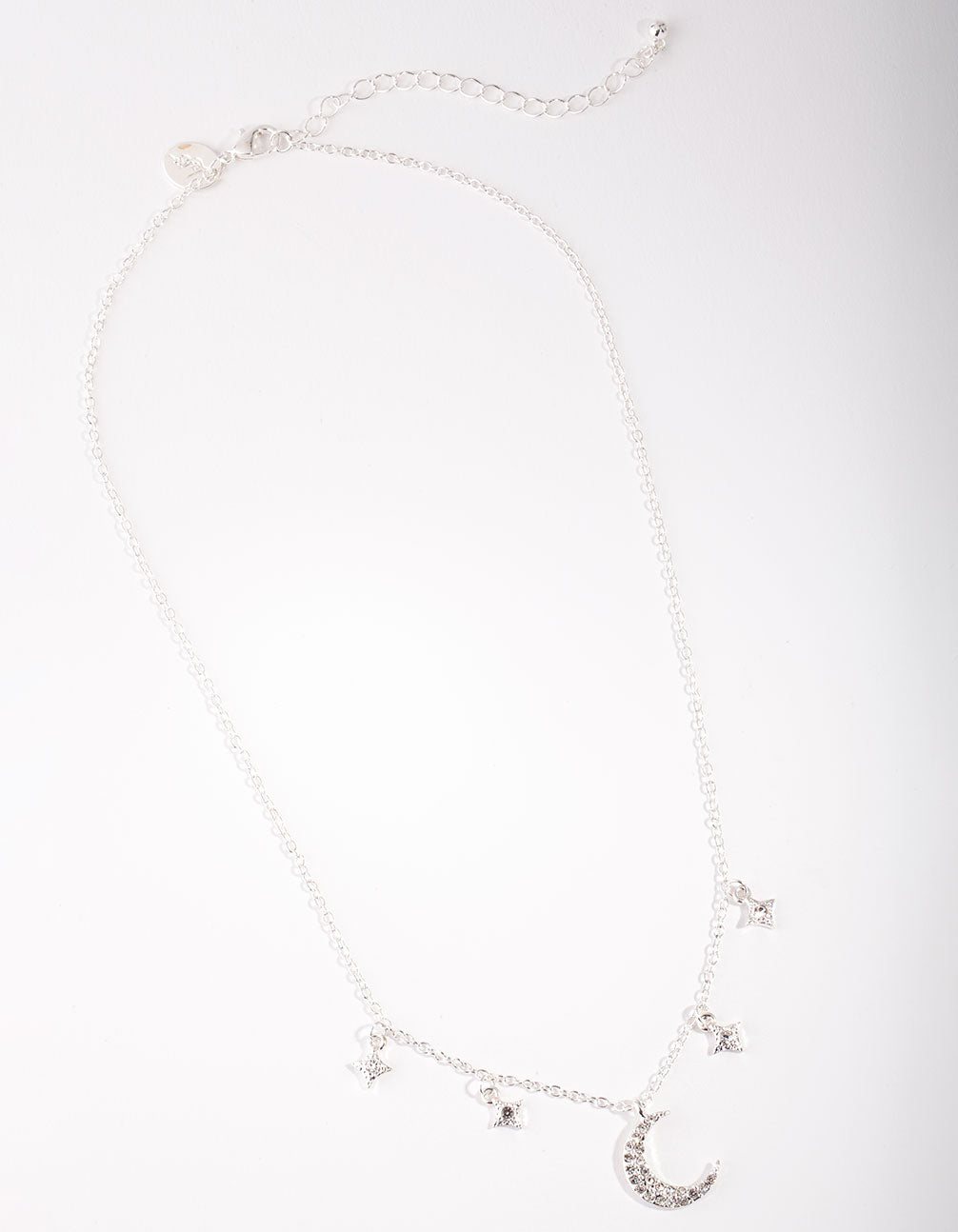 Silver Star & Moon Diamante Necklace