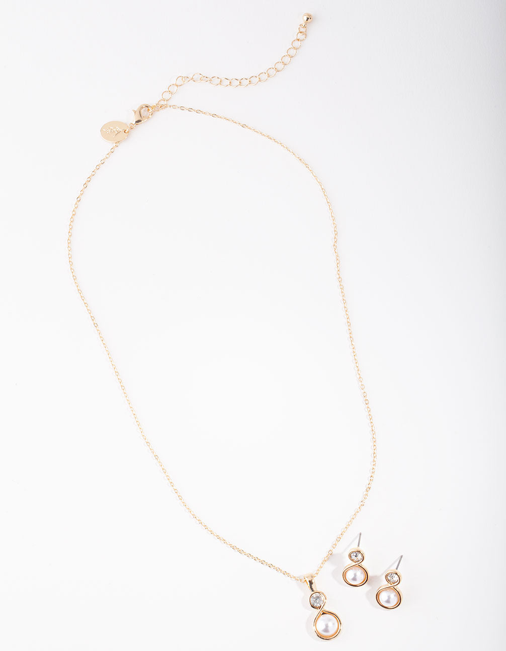 Gold Mini Twist Pearl Necklace & Earrings Set
