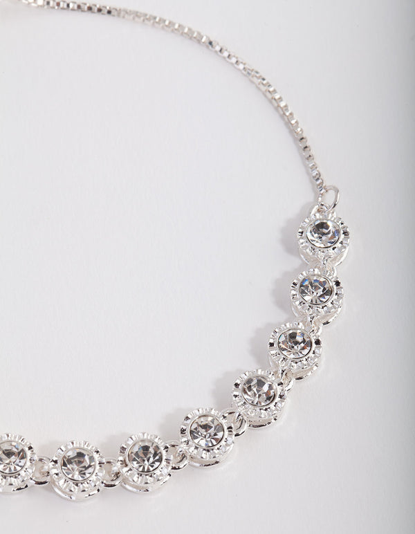 Silver Multi Circle Diamante Toggle Bracelet