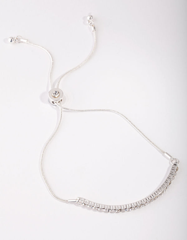 Silver Hard Diamante Toggle Bracelet