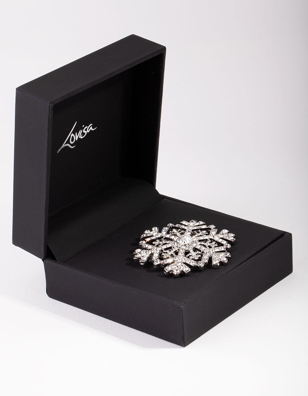 Silver Large Diamante Snowflake Broach