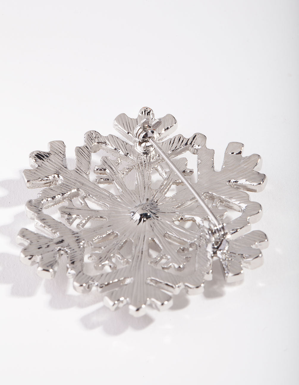 Silver Large Diamante Snowflake Broach