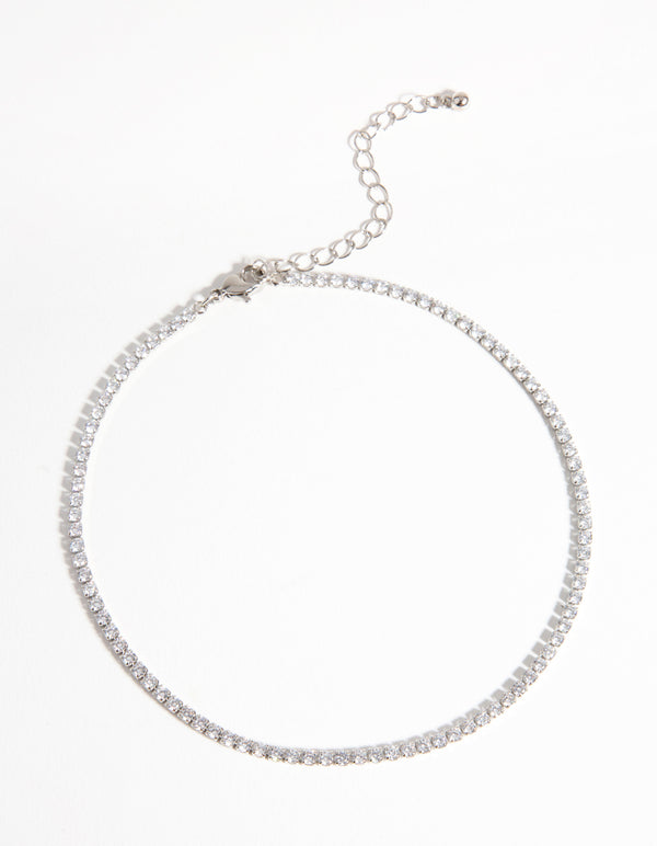 Silver Cubic Zirconia Cupchain Choker