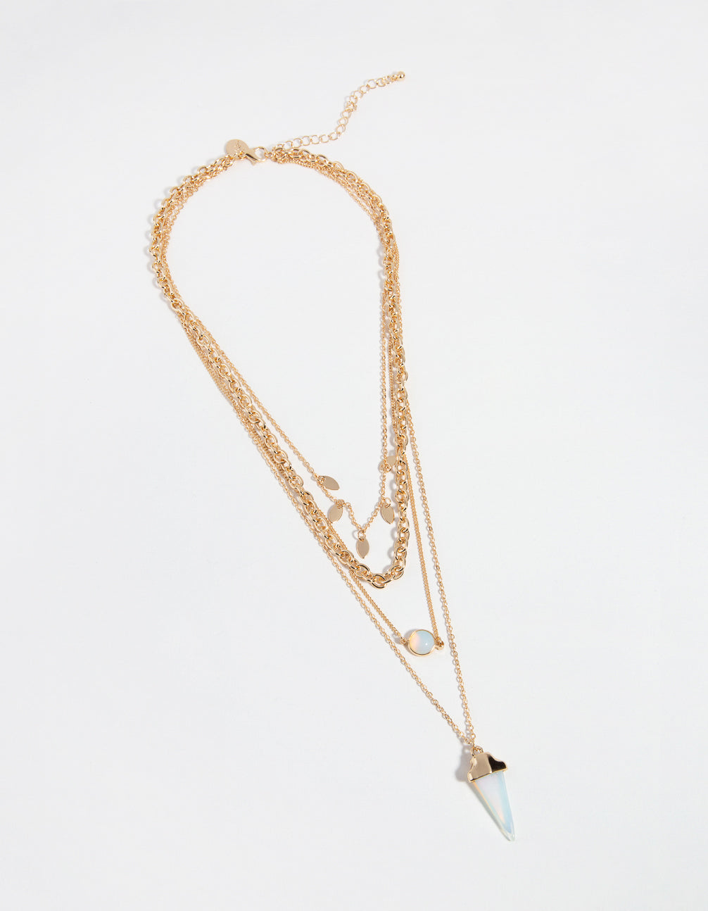 Gold Stone Layer Pendant Necklace