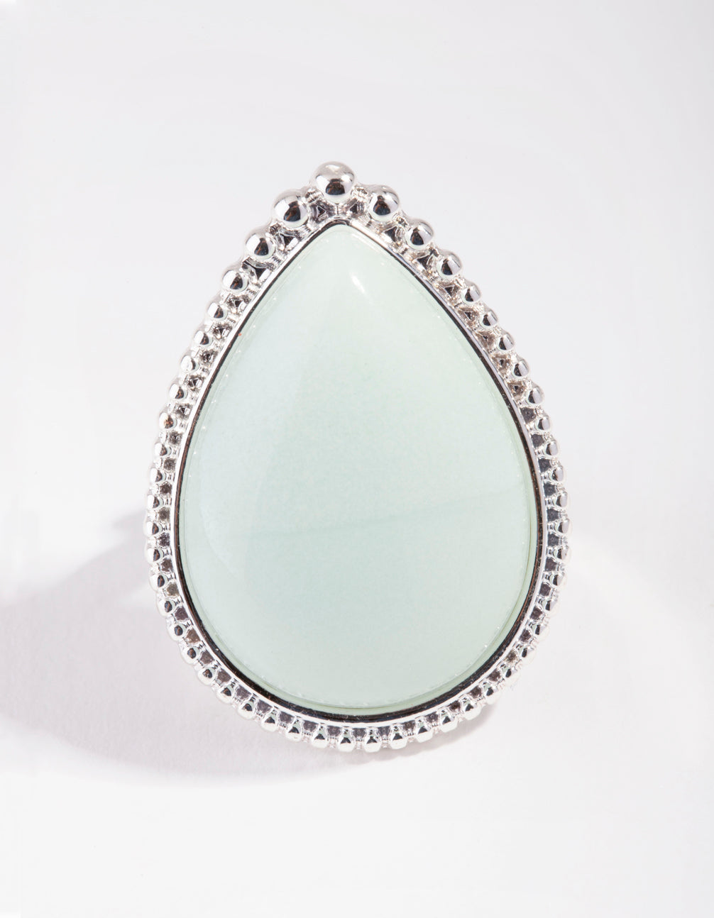 Silver Tear Drop Stone Ring