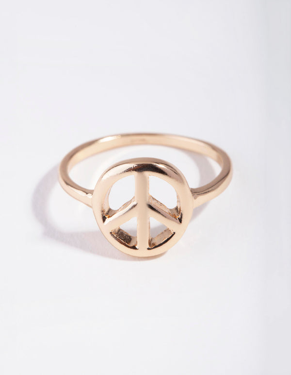 Gold Peace Sign Ring