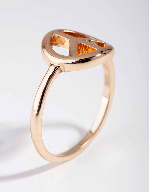 Gold Peace Sign Ring