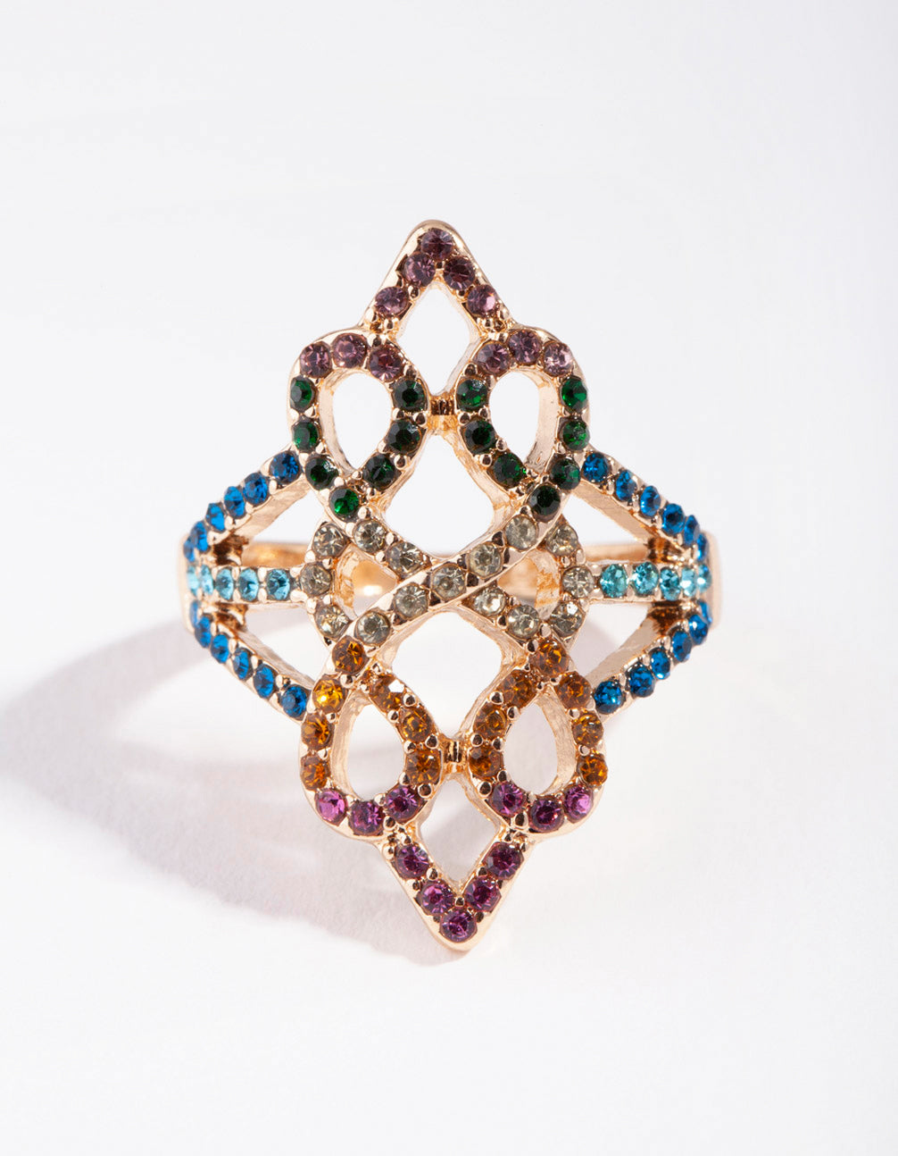 Gold Diamante Filigree Diamante Ring