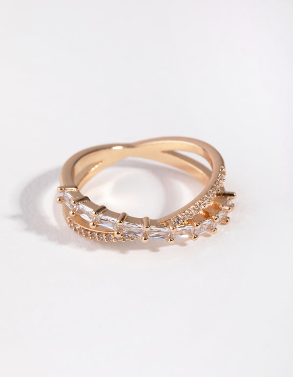Gold Cubic Zirconia Orbit Band Ring