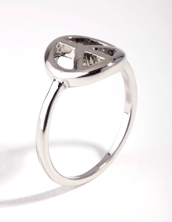 Silver Peace Sign Ring