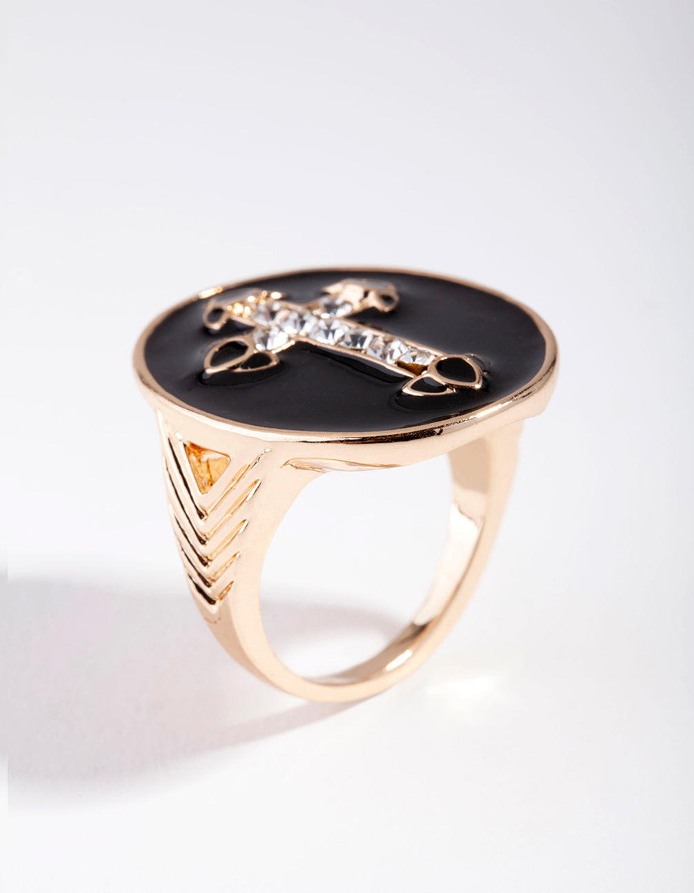 Gold Shield Cross Ring
