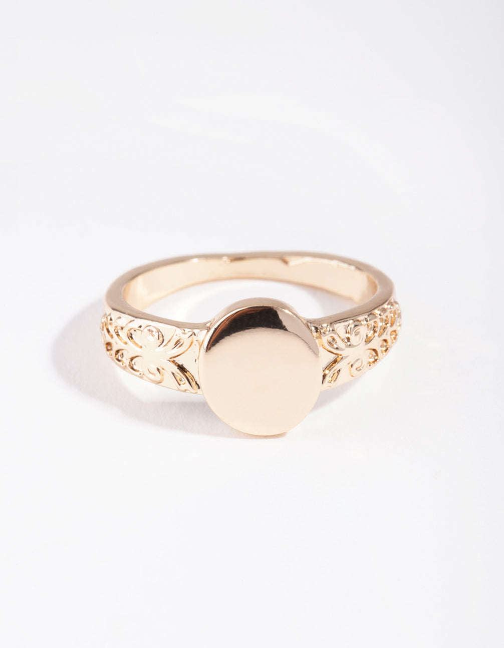 Gold Square Detailed Band Ring