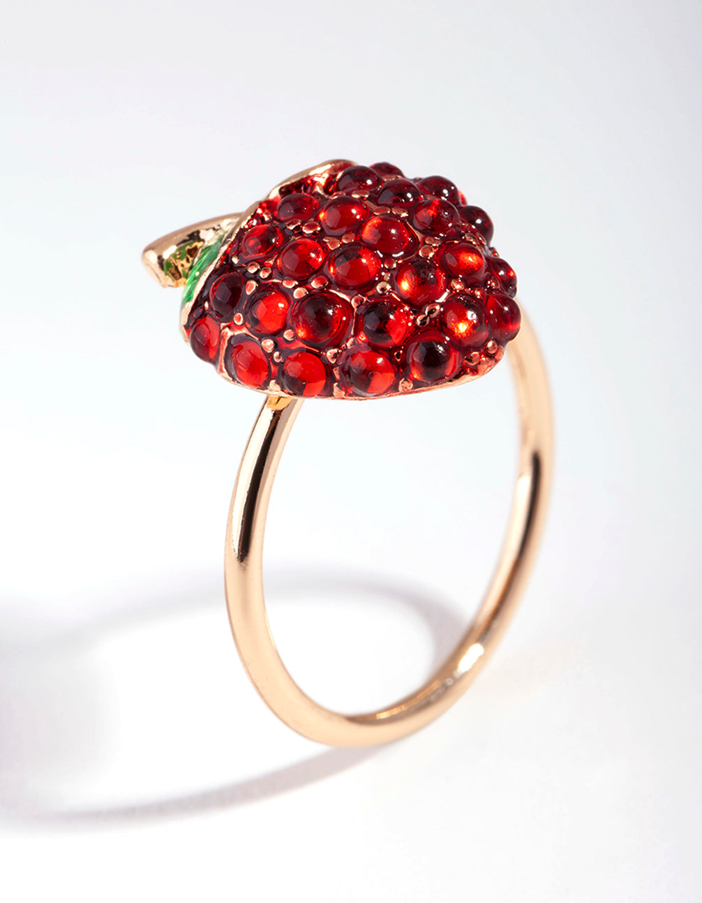 Gold Diamante Strawberry Ring