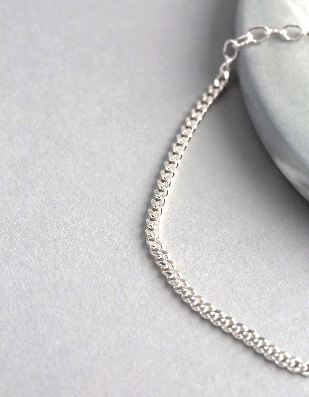Sterling Silver Diamond Cut Curb Chain Bracelet