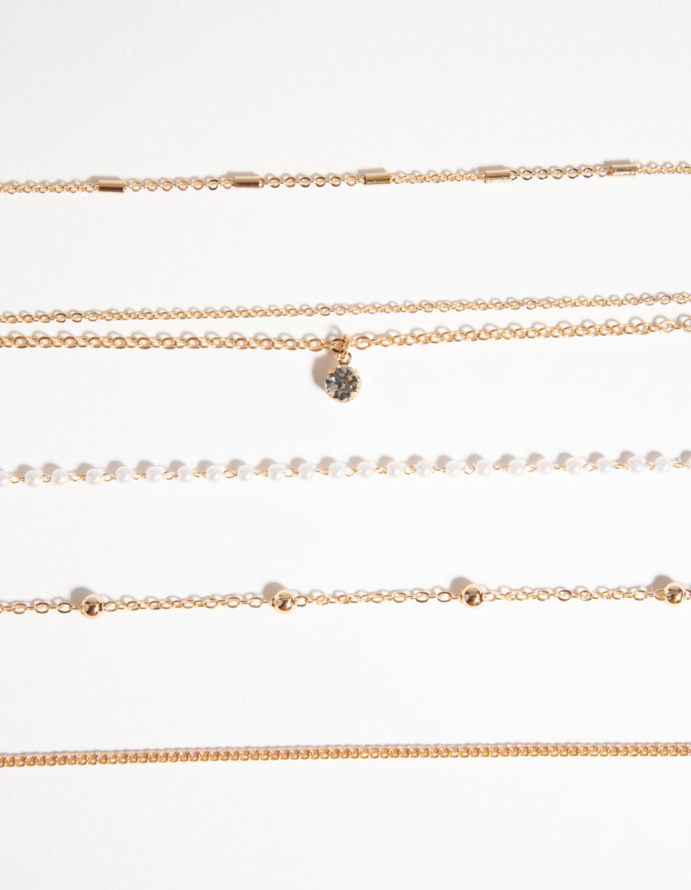 Gold Diamante & Pearl Choker 6-Pack