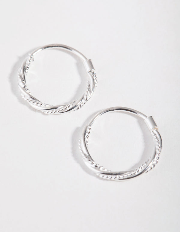Sterling Silver Rope Twist Hoop Earrings