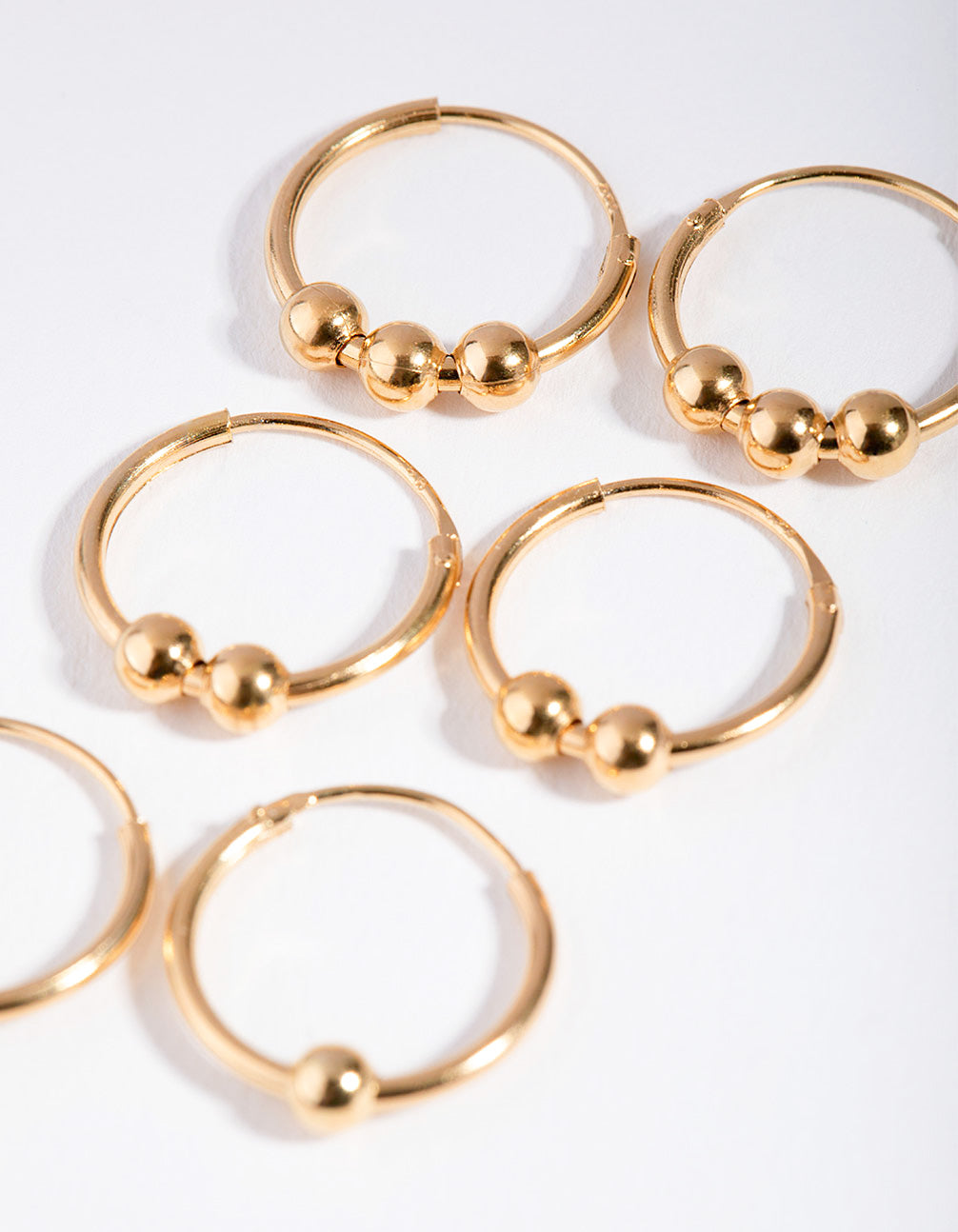 Gold Plated Sterling Silver Multi Ball Hoop Pack Earring