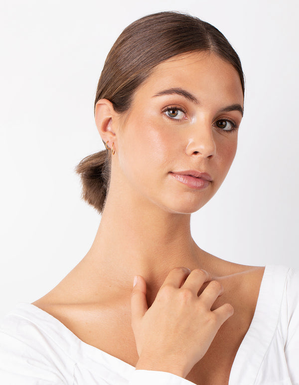 Gold Plated Sterling Silver Station Hoop Pack Earring