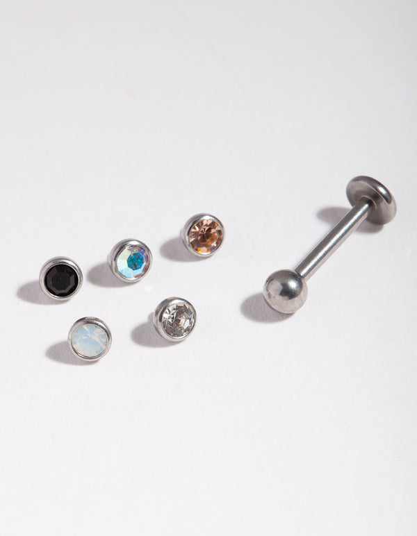 Surgical Steel Diamante Flat Back 6-Pack