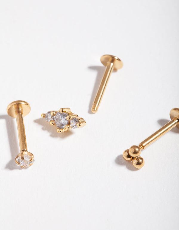 Gold Surgical Steel Cluster Flat Back Pack