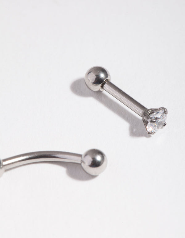 Surgical Steel Ball & Cubic Zirconia Earring Pack