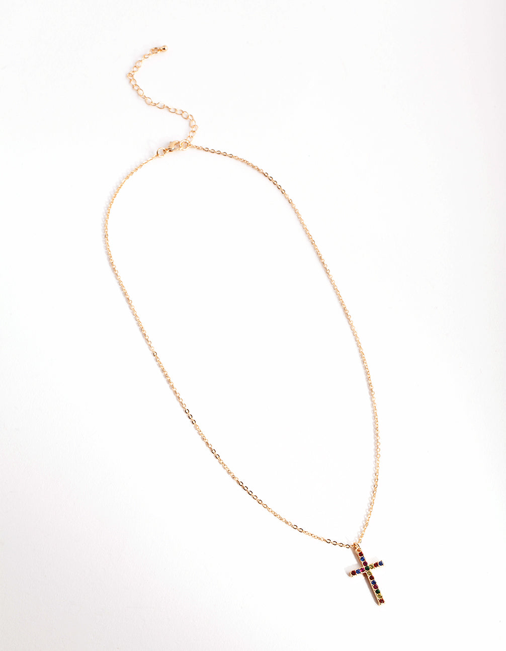 Gold Rainbow Cross Necklace