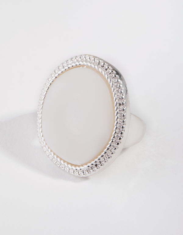 Silver Pearly Shield Ring