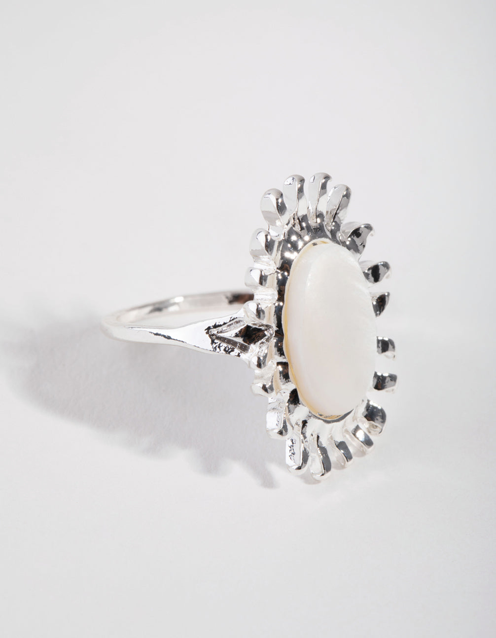 Silver Pearly Shield Ring