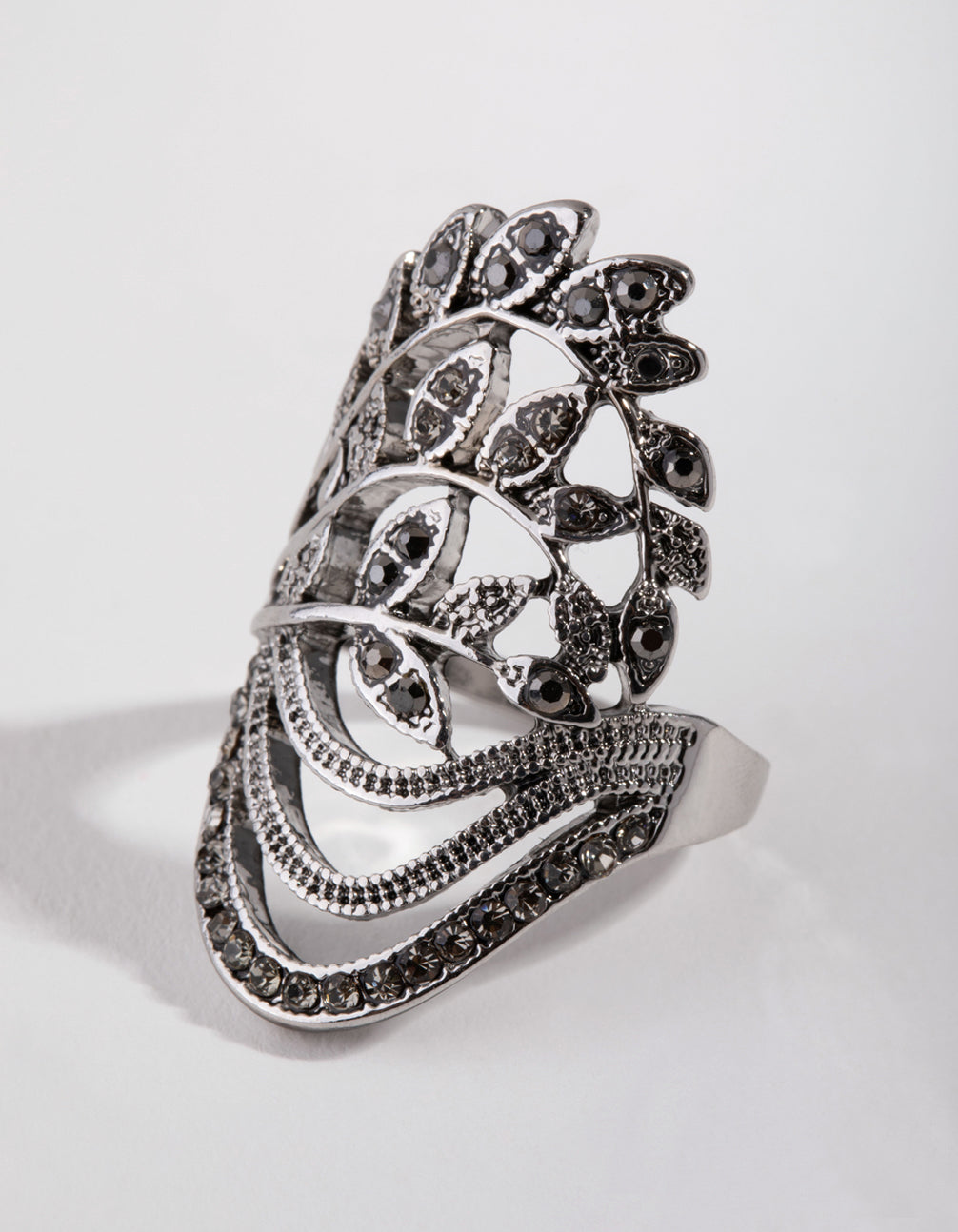 Antique Silver Layered Leafy Ring