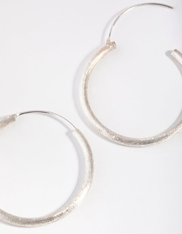 Sterling Silver 30mm Satin Hoop Earrings