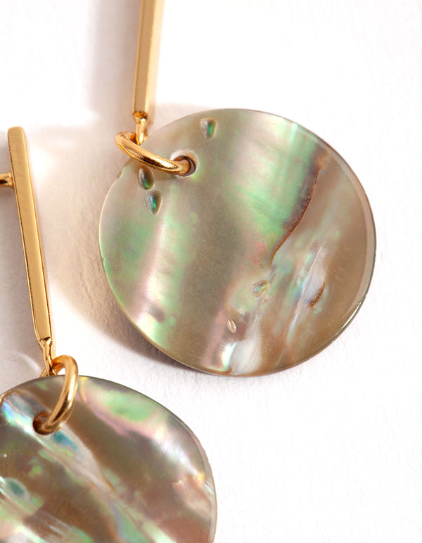 Gold Abalone Drop Earrings