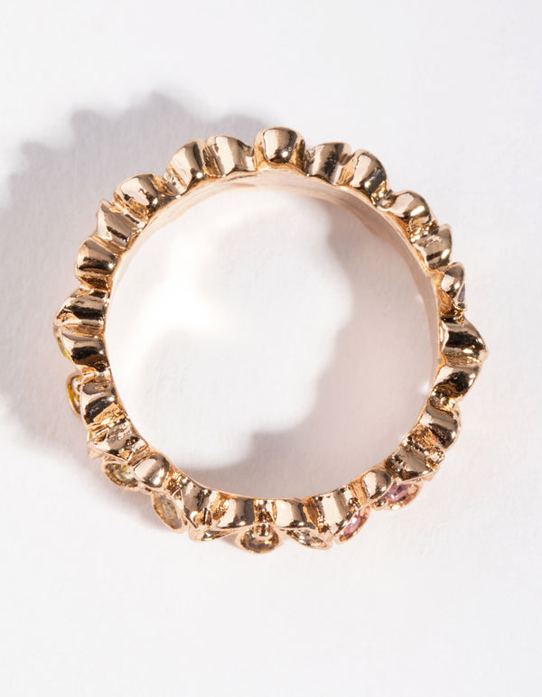 Gold Surrounded Flower Ring