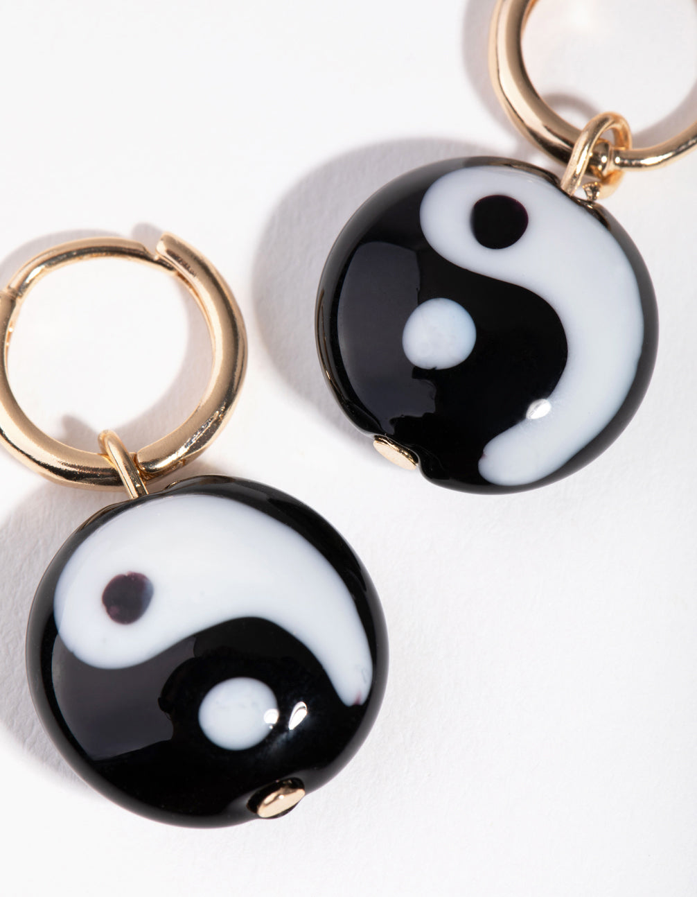 Gold Resin Yin & Yang Hoop Earrings