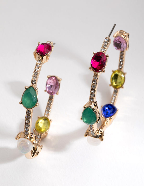 Gold Coiled Station Set Hoop Earrings