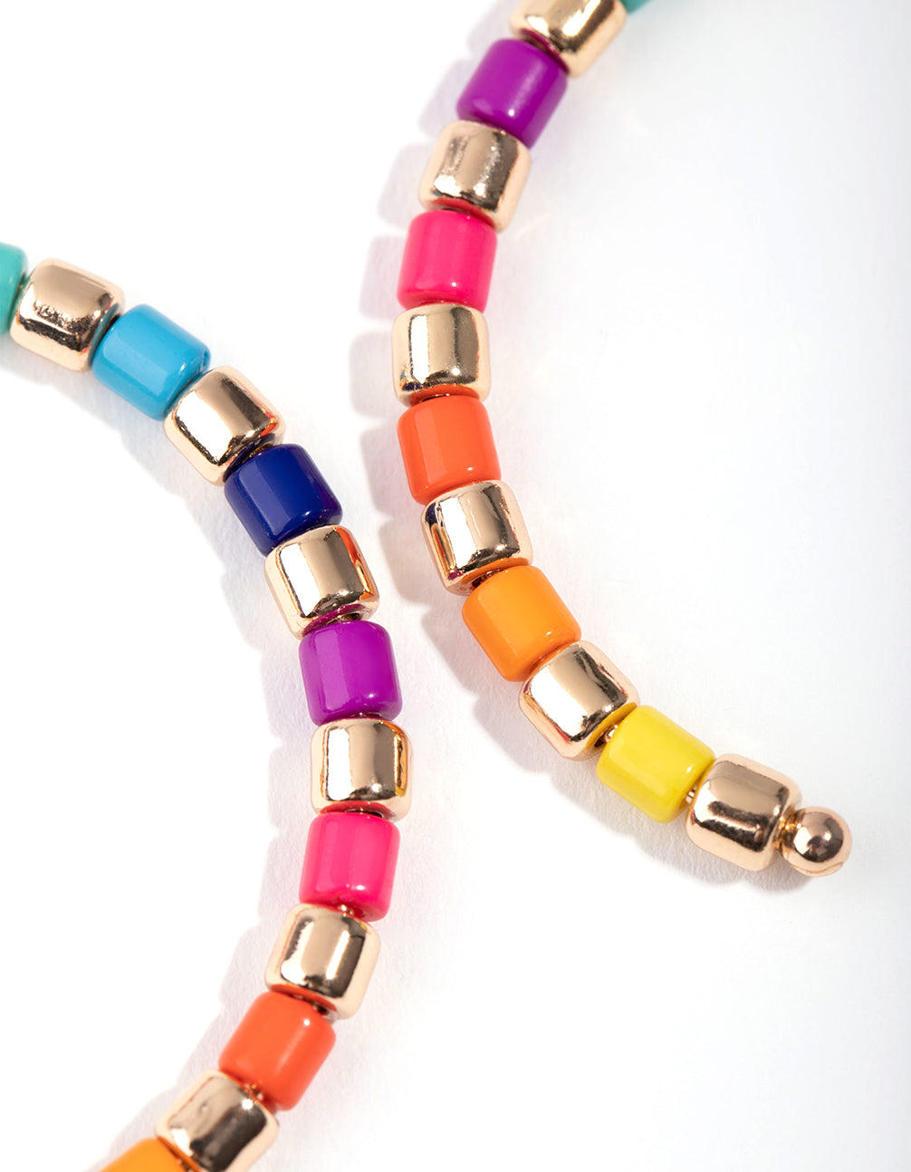 Gold Bright Bead Hoop Earrings