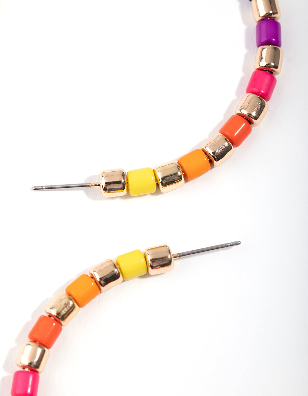 Gold Bright Bead Hoop Earrings