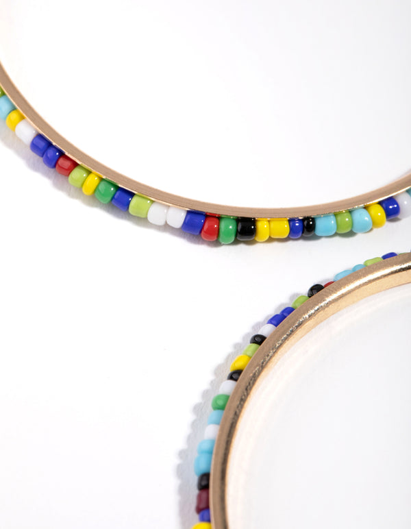 Bead Inlay Hoop Earrings