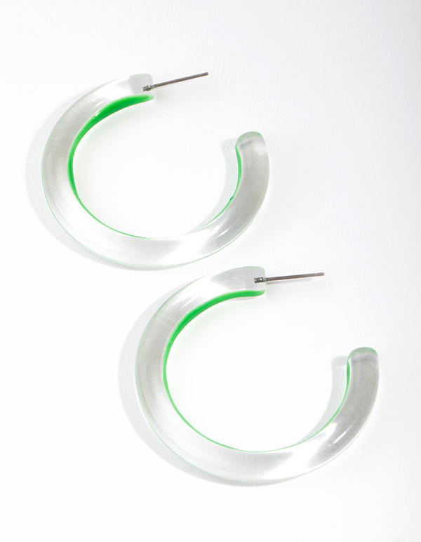 Acrylic Bright Green Hoop Earrings