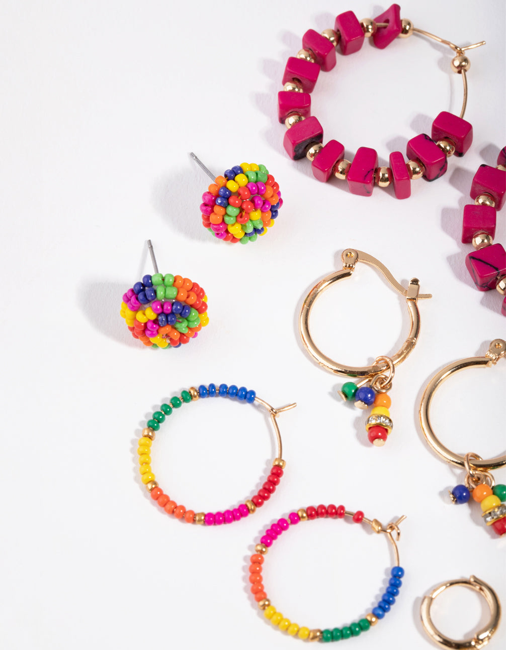Gold Bright Bead 6-Pack Earring