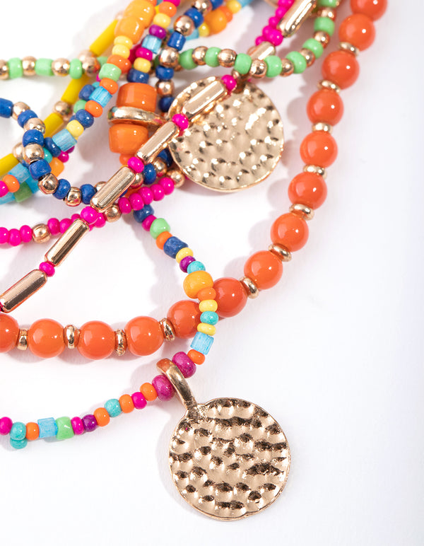 Gold Bead & Coin Collar Necklace