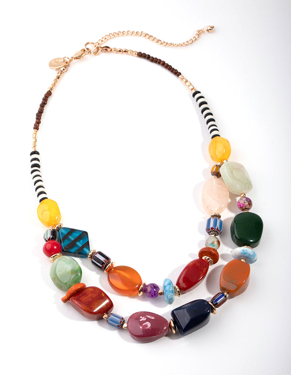Swirl Mixed Colour Stone Necklace