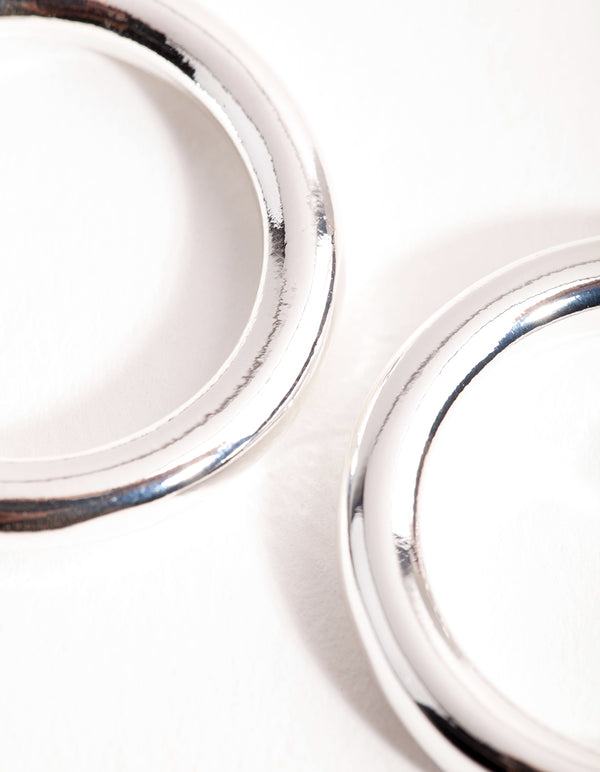 Silver Large Open Hoop Earrings