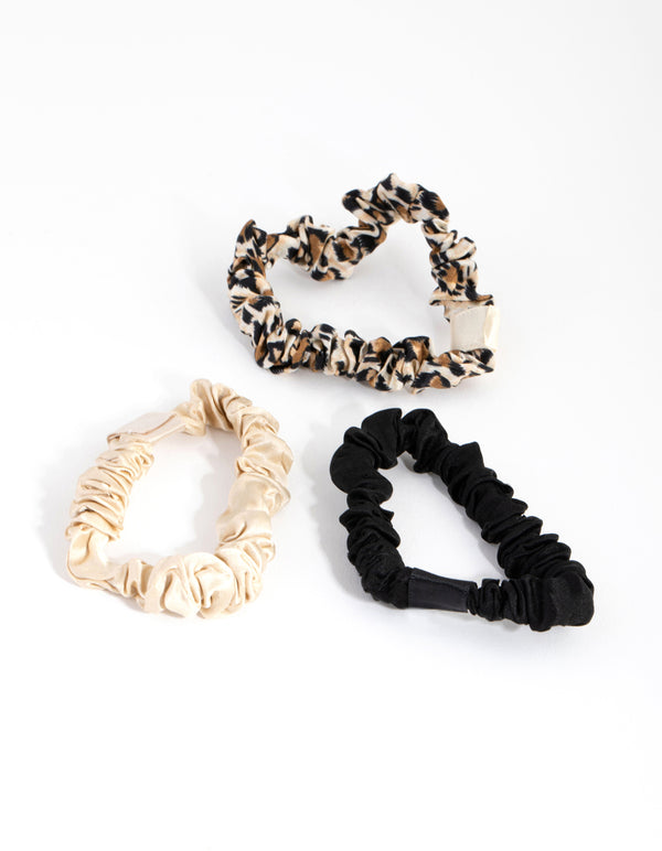 Black & Leopard Miniture Silk Scrunchie Pack