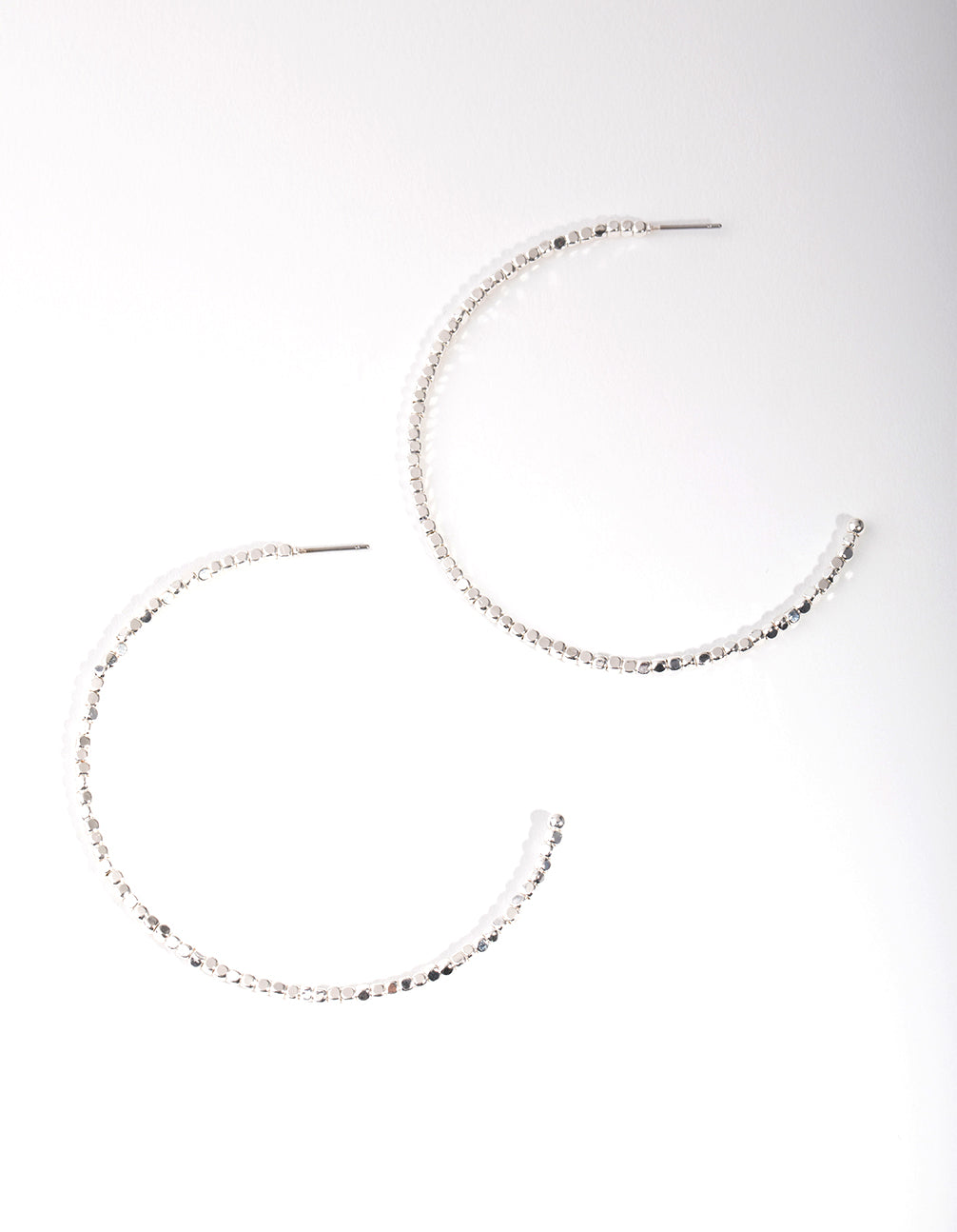 Silver Plated Bead Hoop Earrings