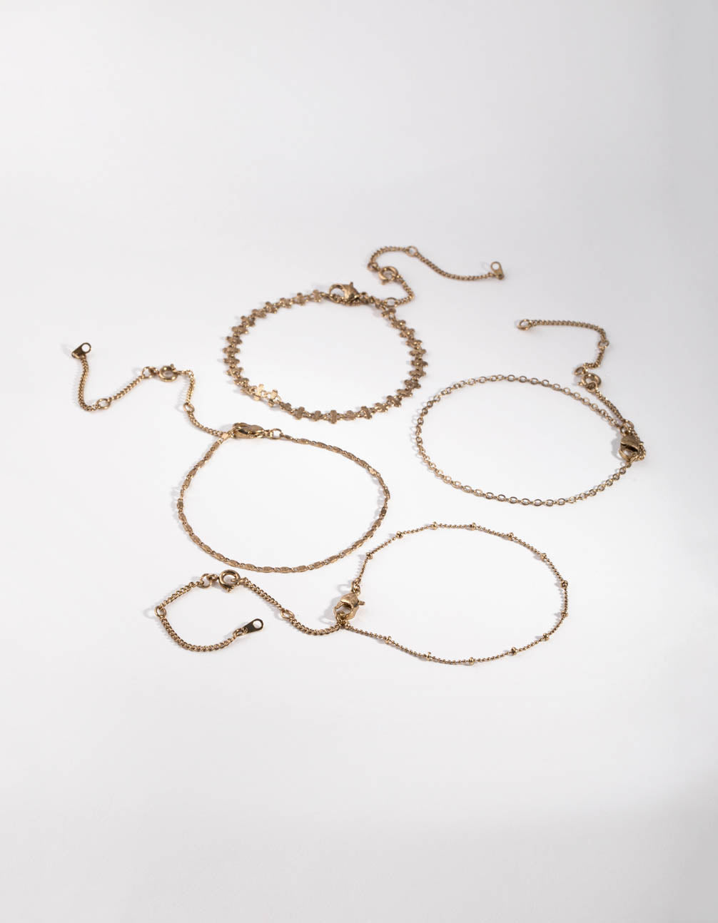 Burnished Gold Ball Decorated Bracelet & Anklet Set